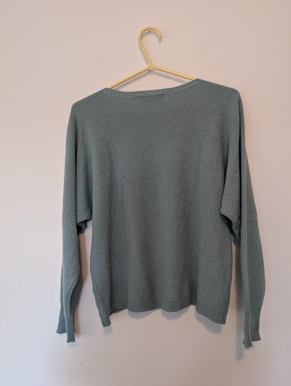 Bianco & Blu Italy Wool Cashmere Old Money Batwing Knit Sweater Sage Green XL - Picture 4 of 6